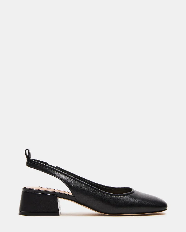 SMITTEN BLACK LEATHER Metallic Trim Shoe Design  