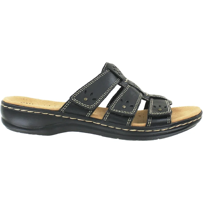 Women's Clarks Leisa Spring Black Leather Athleisure Derby Style  