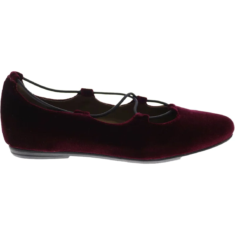 Women's Earthies Essen Burgundy Velvet Checkered Shoe Pattern Look  