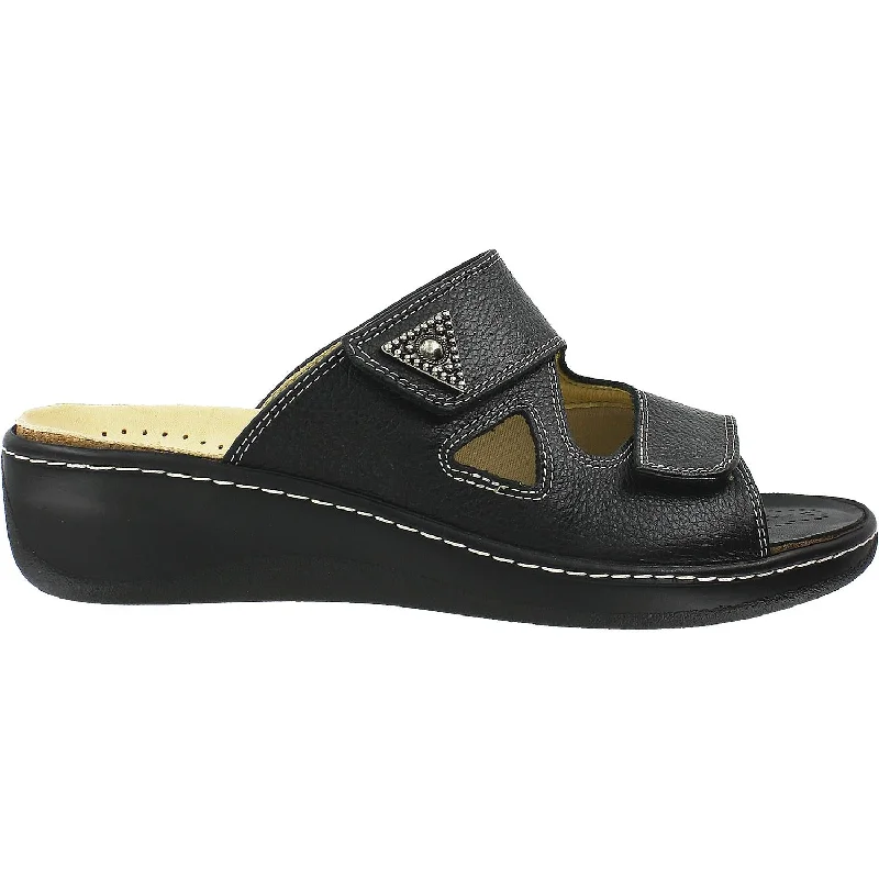 Women's Fidelio Hallux Fabia Bunion Relief 33-709 Black Leather Performance Running Sneaker Look  