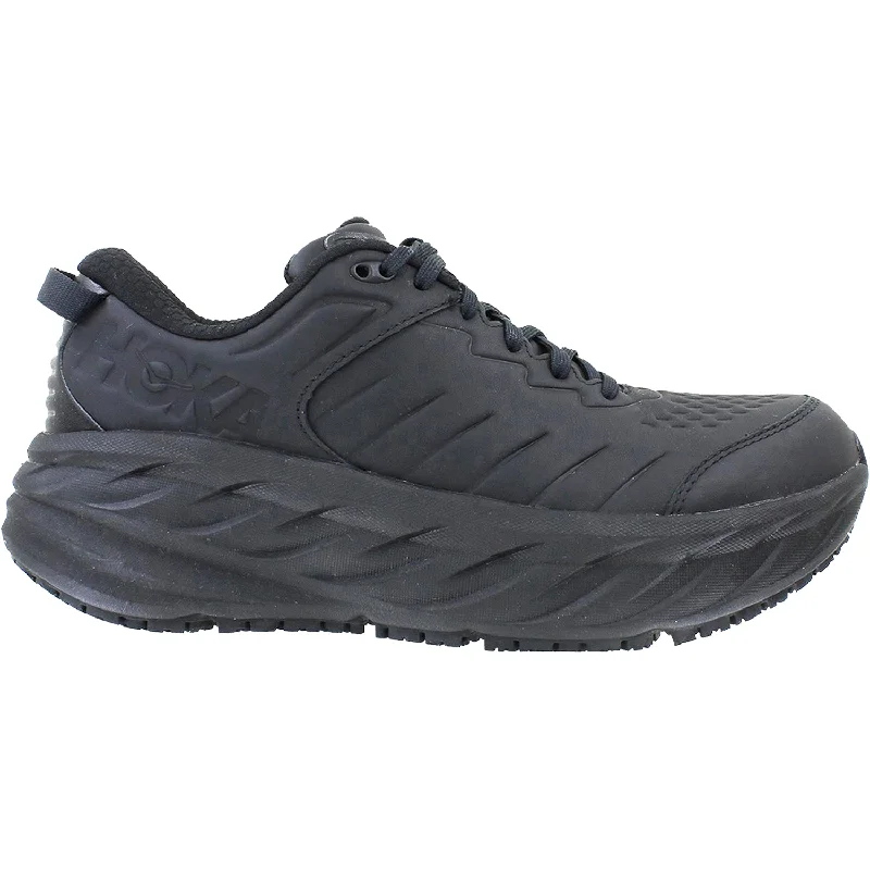 Men's Hoka Bondi SR Black Leather Artisan - Crafted Loafer Style  