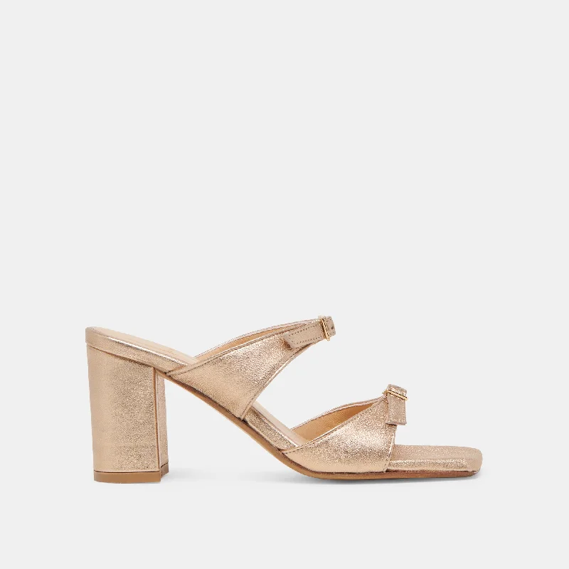 SHANE HEELS GOLD METALLIC LEATHER Tech - Inspired Sneaker Look  