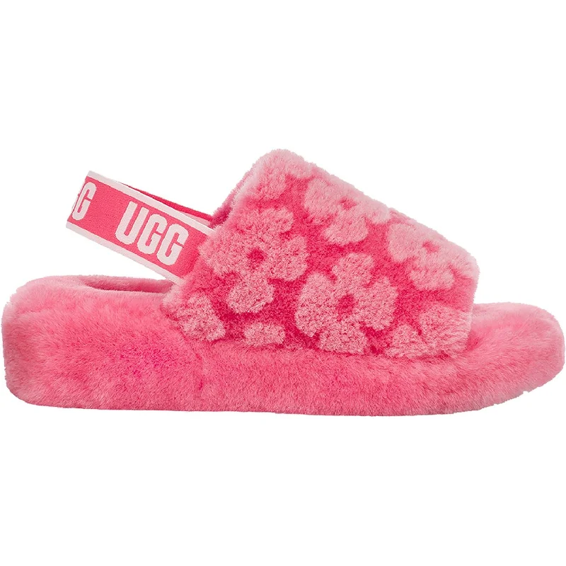 Women's UGG Fluff Yeah Slide Poppy Strawberry Sorbet Sheepskin Victorian - Era Boot Style  