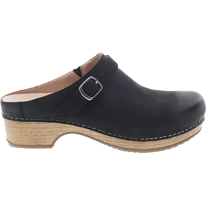Women's Dansko Berry Black Burnished Nubuck Brogue Oxford Aesthetic 