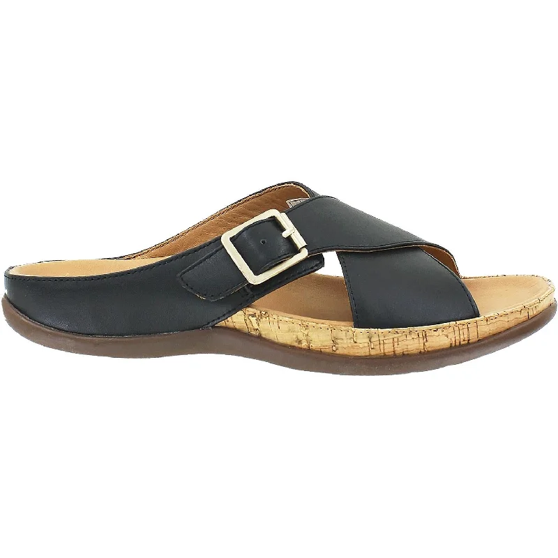 Women's Strive Maria Buckle Black Leather Minimalist Sneaker Style  