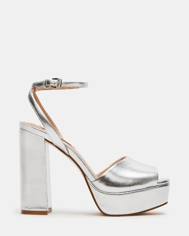 LOURDES SILVER METALLIC Quilted Shoe Design  