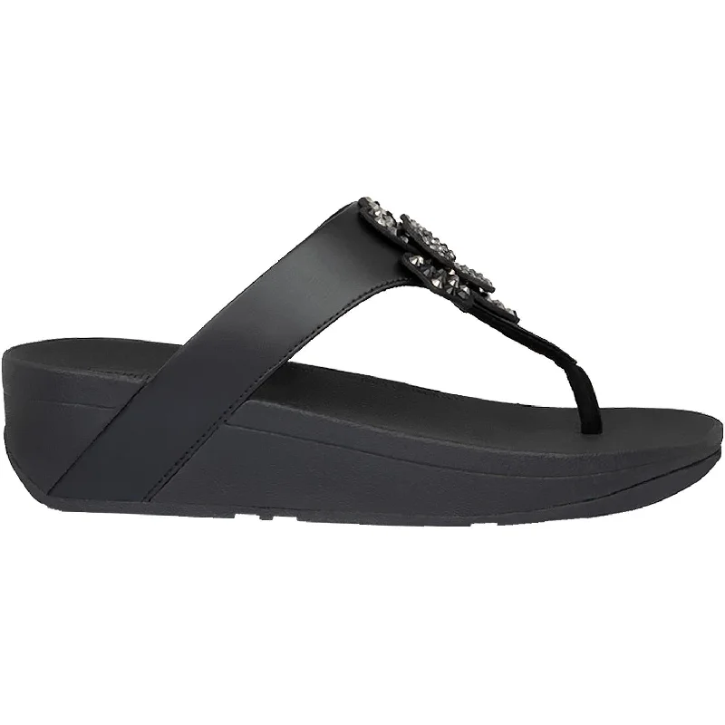 Women's Fit Flop Lottie Corsage Black Microfibre Strap - Up Sandal Resort Style  