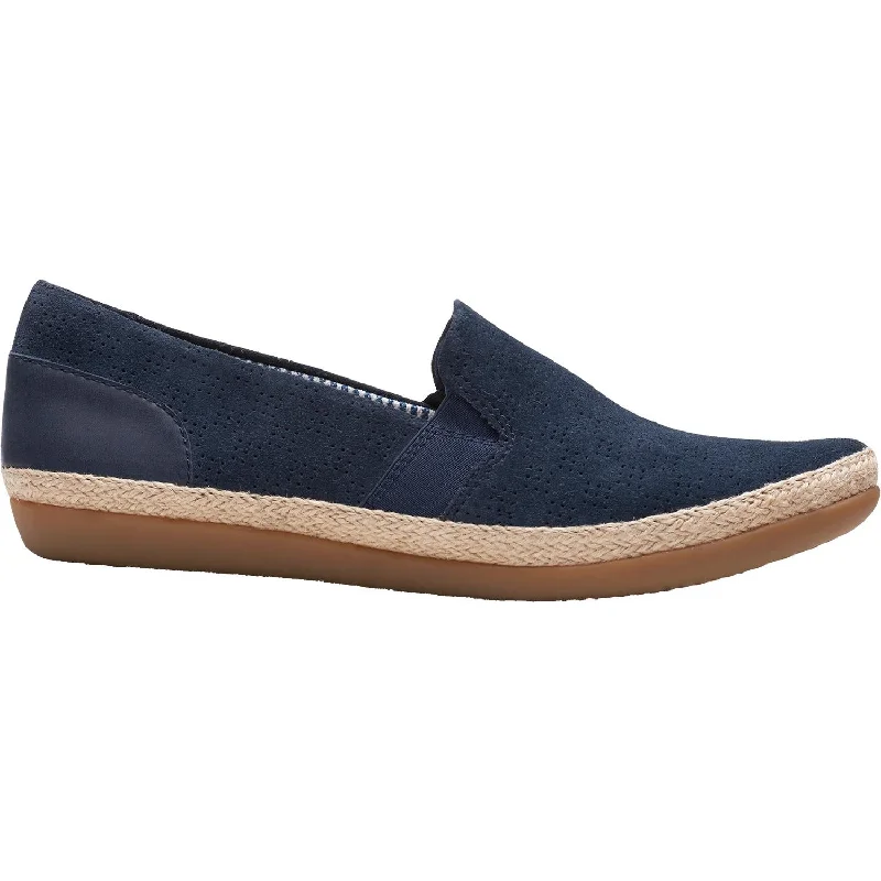 Women's Clarks Danelly Rae Navy Suede Combat - Inspired Military Boot Look  
