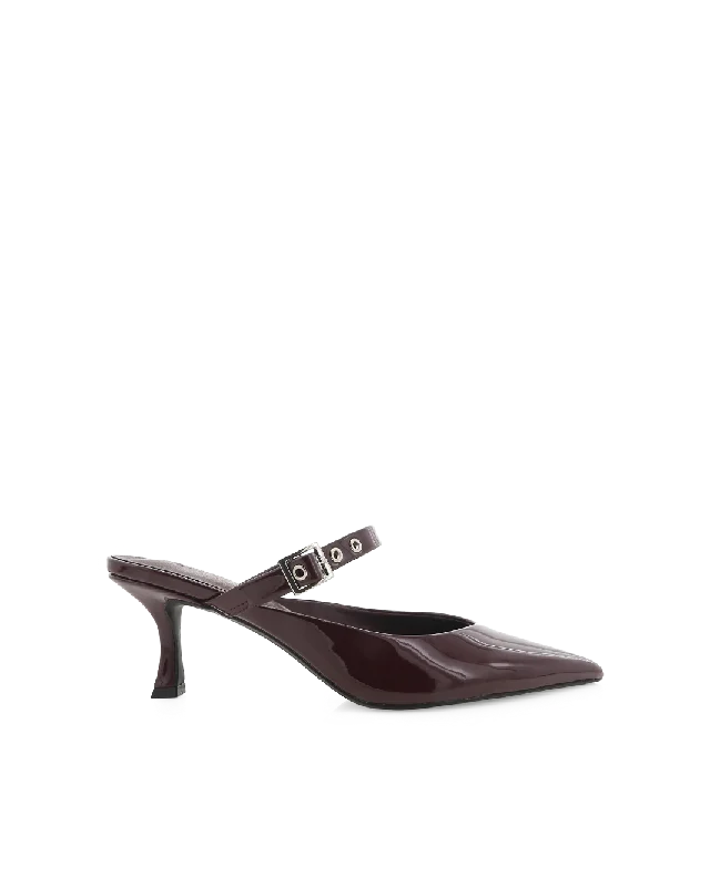 OLINDA - WINE PATENT Checkered Shoe Pattern Look  