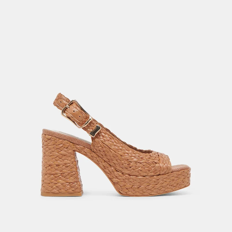 FLORES HEELS COGNAC RAFFIA Hiking Boot Durability Style  