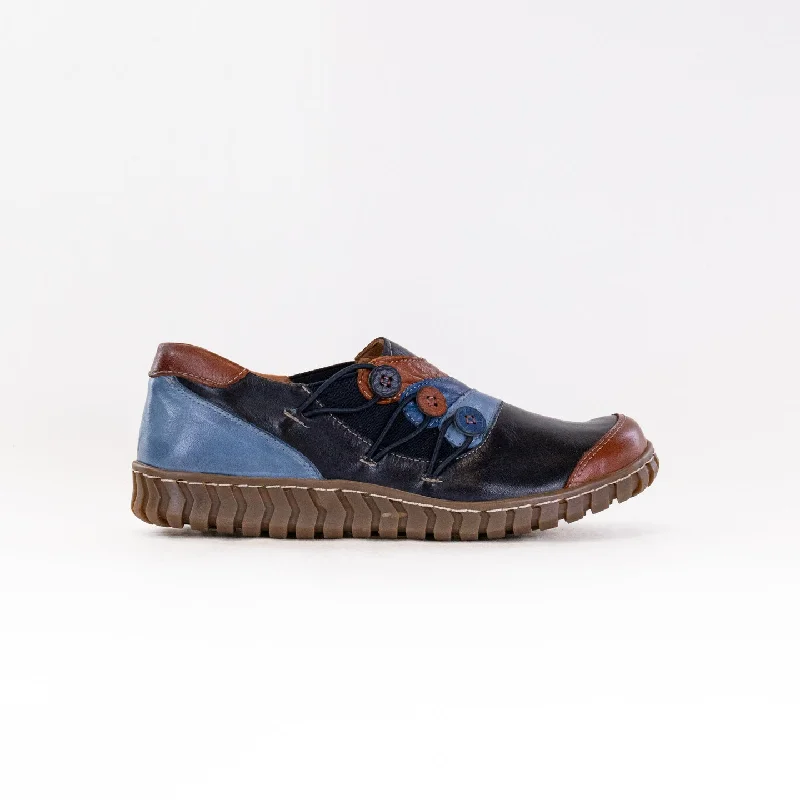 Spring Step Neeta (Women's) - Navy Multi Leather Ivy League Loafer Look 