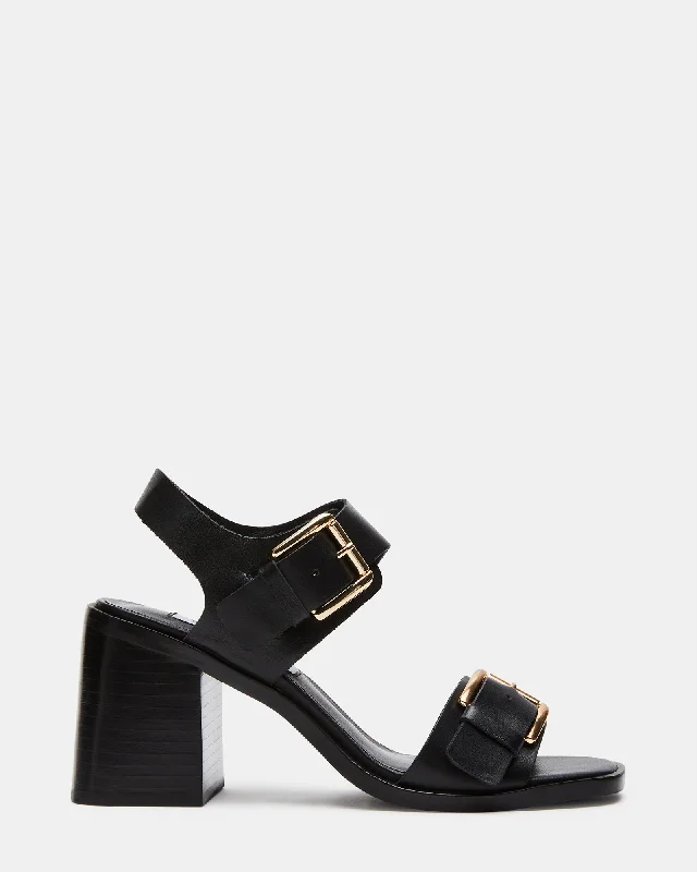 TRESSA BLACK LEATHER Rubber - Sole Plimsoll Look  