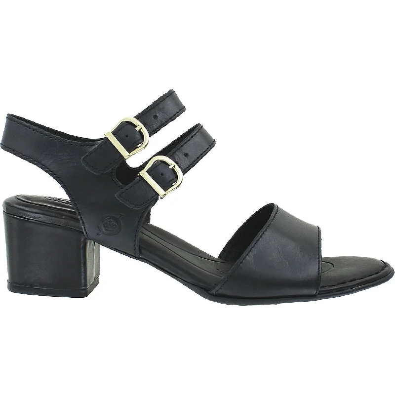Women's Born Malang Black Leather Comfortable Derby Style  