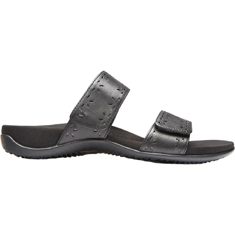 Women's Vionic Randi Black Leather Retro Plimsoll Style  
