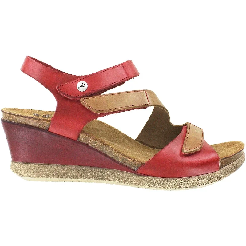 Women's Wanda Panda Madonna Burdeos Red/Tan Leather Art Deco - Inspired Shoe Look  