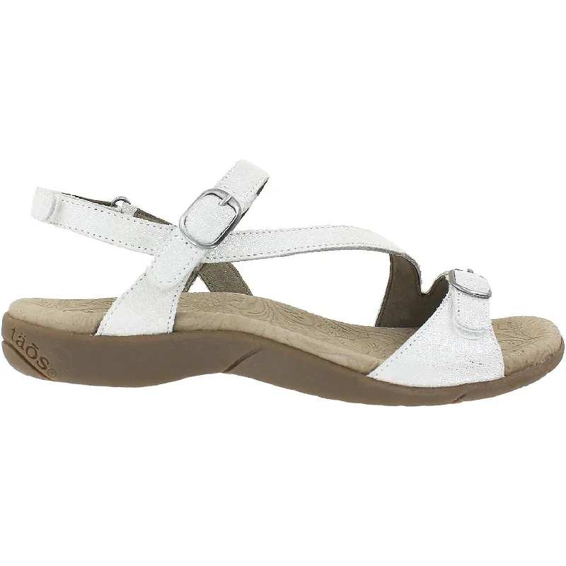 Women's Taos Beauty 2 White Metallic Leather Striped Shoe Style  