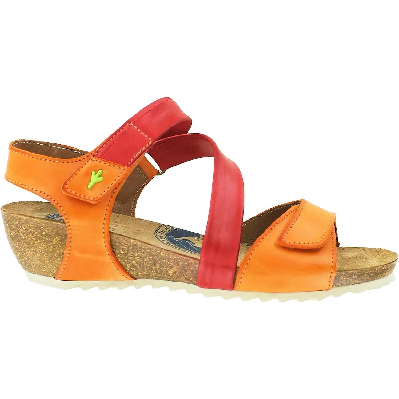 Women's Wanda Panda Bilma WP-8205 Naranja Leather Retro Plimsoll Style  