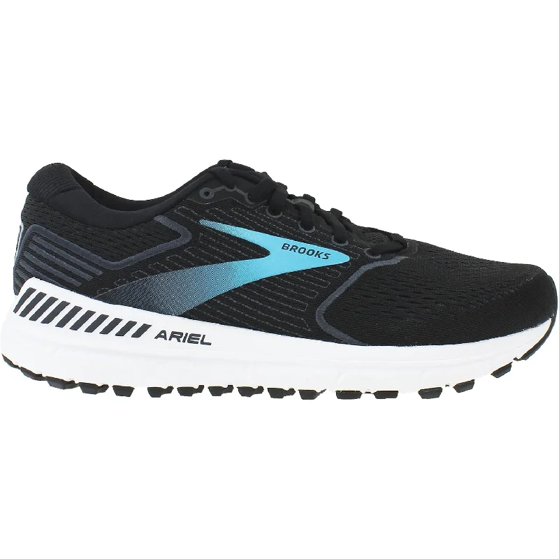 Women's Brooks Ariel 20 Black/Ebony/Blue Mesh British Gentleman Oxford Style  