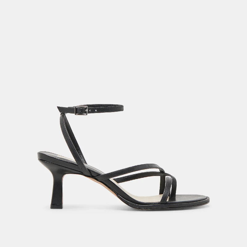 MORAH HEELS BLACK LEATHER Wingtip Oxford Design 