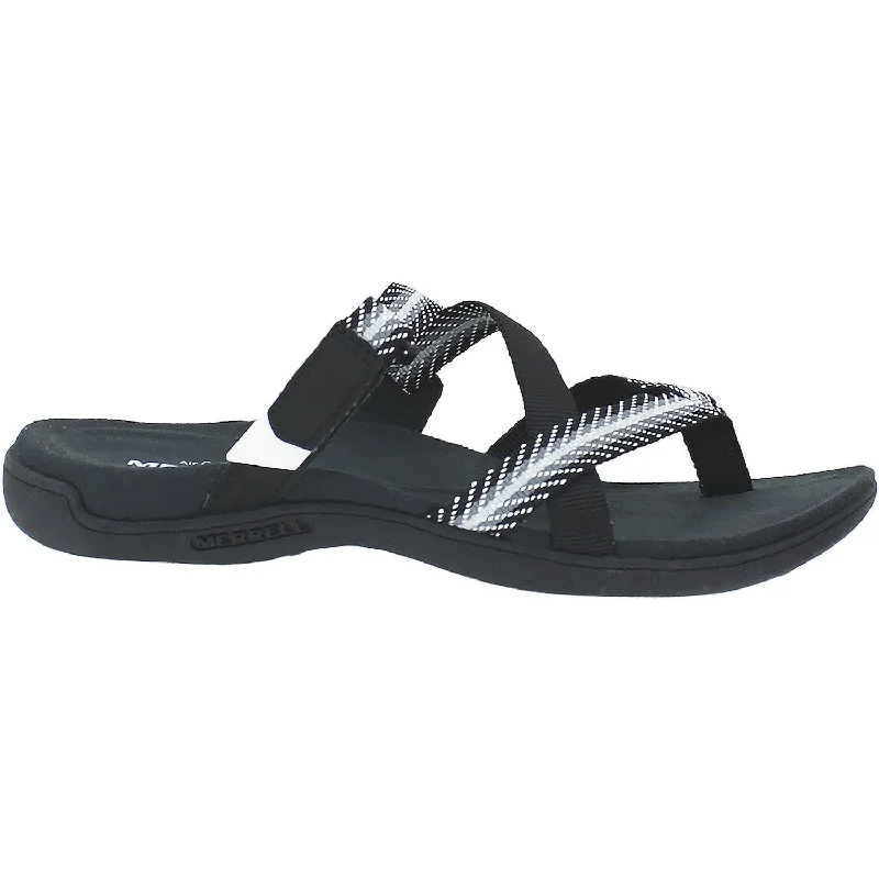 Women's Merrell District Mendi Thong Black Fabric Edwardian Shoe Look  