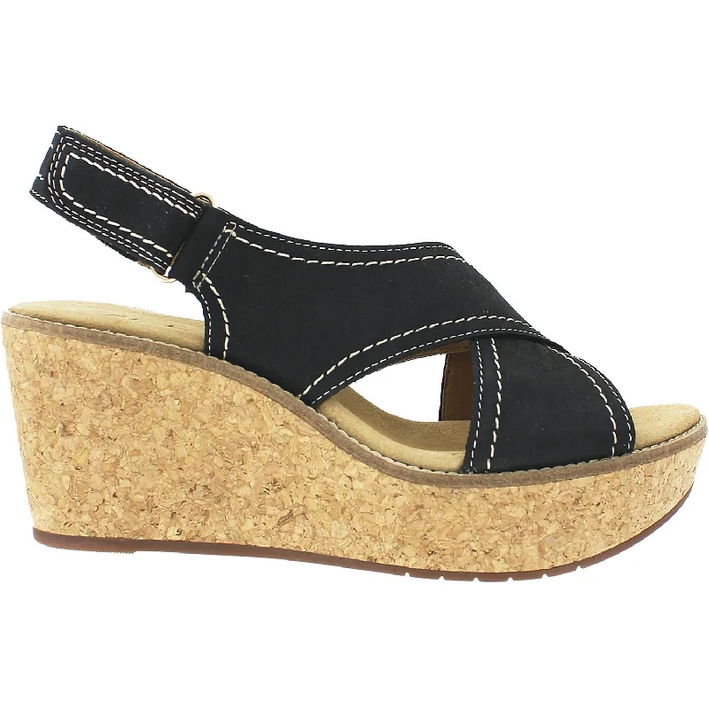 Women's Clarks Aisley Tulip Black Nubuck Chunky Platform Sneaker Style  
