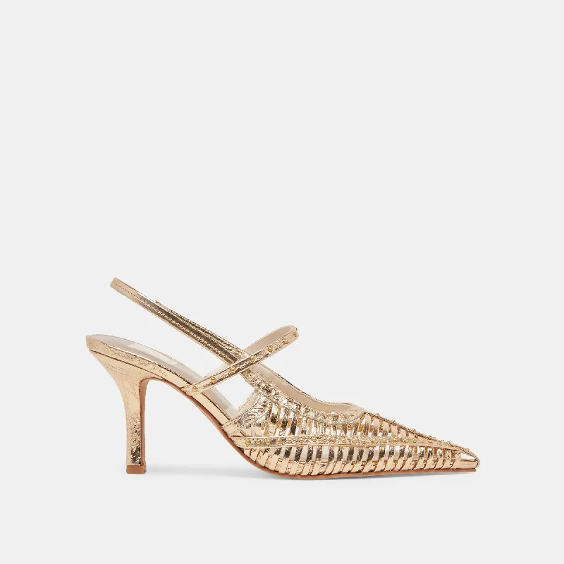 HENSAL HEELS GOLD DISTRESSED LEATHER Business Monk Strap Style  