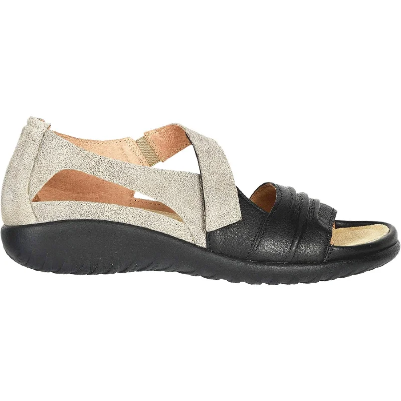 Women's Naot Papaki Speckled Beige/Soft Black Leather Loose - Fit Slipper Style  