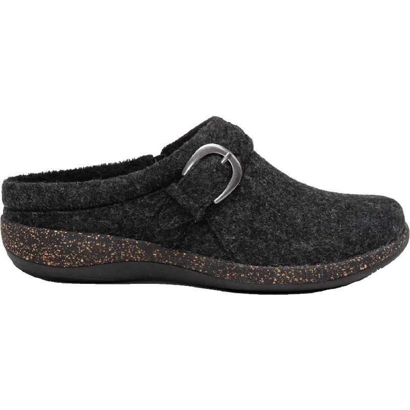 Women's Aetrex Libby Black Wool Lightweight Tennis Sneaker Look  
