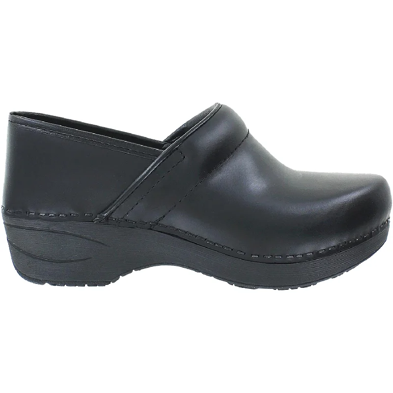 Women's Dansko XP 2.0 Black Pull Up Leather Metallic Trim Shoe Design  
