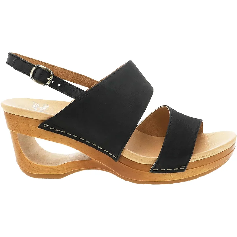 Women's Dansko Tamia Black Textured Nubuck Athleisure Derby Style  
