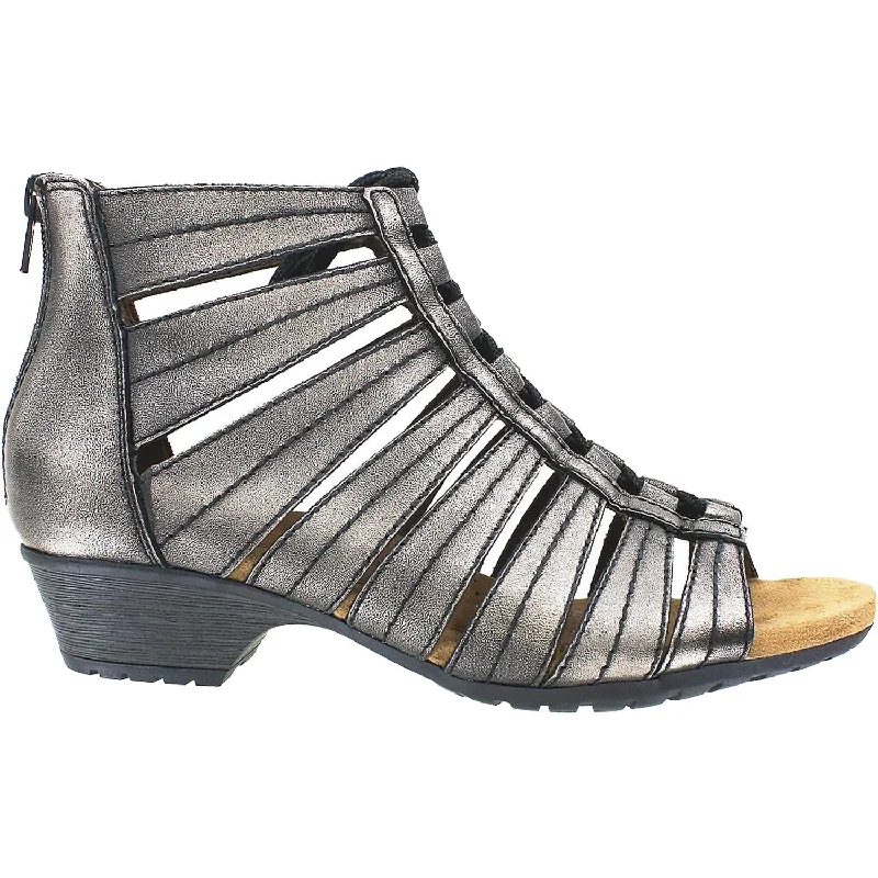 Women's Rockport Cobb Hill Gabby Pewter Leather Inflatable Shoe Look 