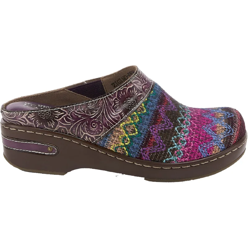 Women's L'Artiste by Spring Step Zigino Purple Multi Leather Performance Running Sneaker Look  