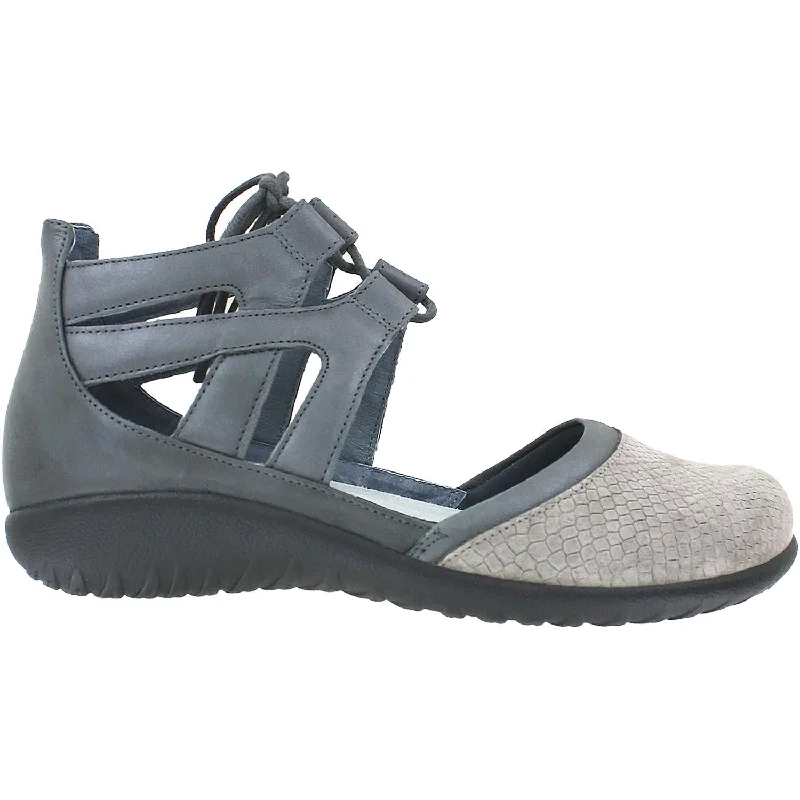 Women's Naot Kata Grey Iguana/Shadow/Tin Leather Elastic - Sided Chelsea Look  