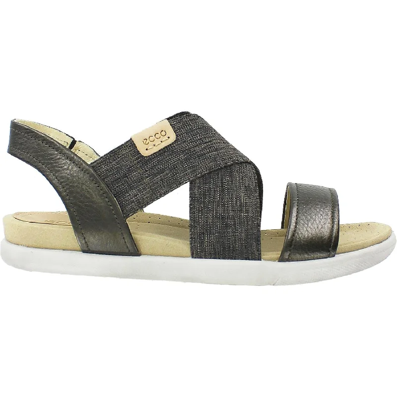 Women's Ecco Damara 2 Strap Licorice/Powder Leather/Elastic Patchwork Shoe Aesthetic  