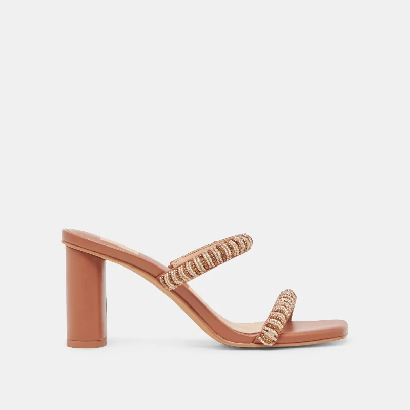 NOLAH HEELS TAN MULTI BEADS Suede Desert Boot 