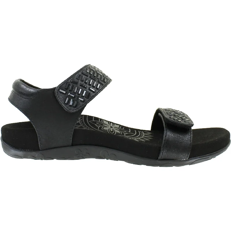Women's Aetrex Marcy Black Synthetic Edwardian Shoe Look  