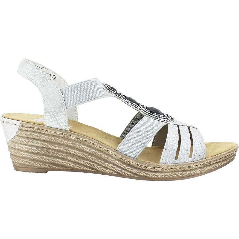 Women's Rieker 62459-80 White (Silver) Synthetic Monochromatic Shoe Look  