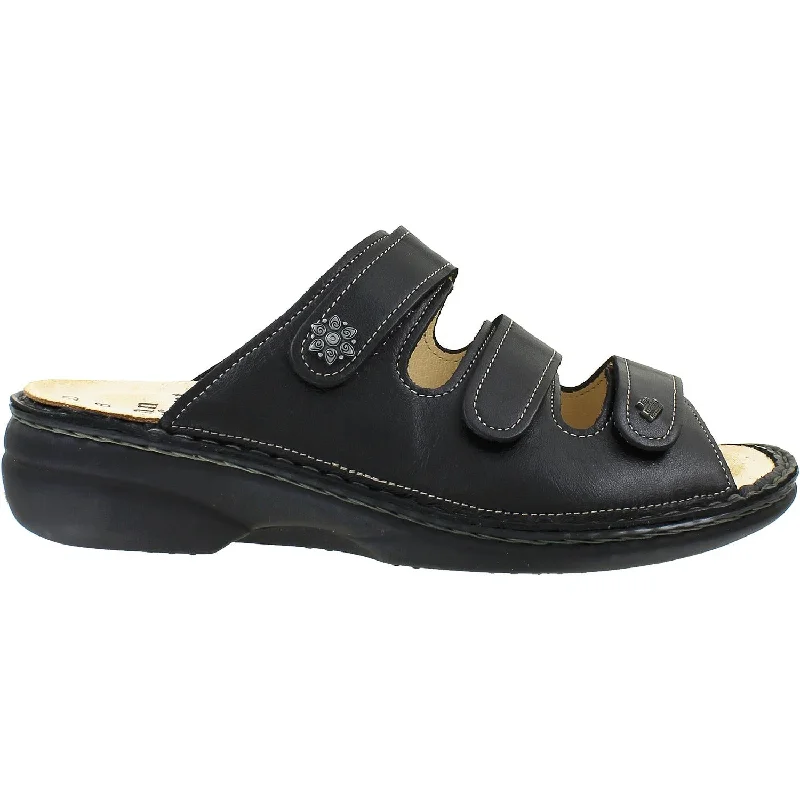 Women's Finn Comfort Menorca Soft Black Leather Quilted Shoe Design  