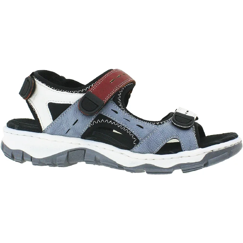 Women's Rieker 68872-13 Clara 72 Blue/Red/White Synthetic/Leather Hemp - Material Shoe Style  