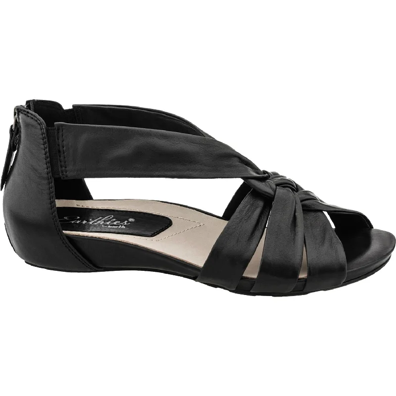Women's Earthies Sora Black Leather Moccasin Soft - Sole Style  