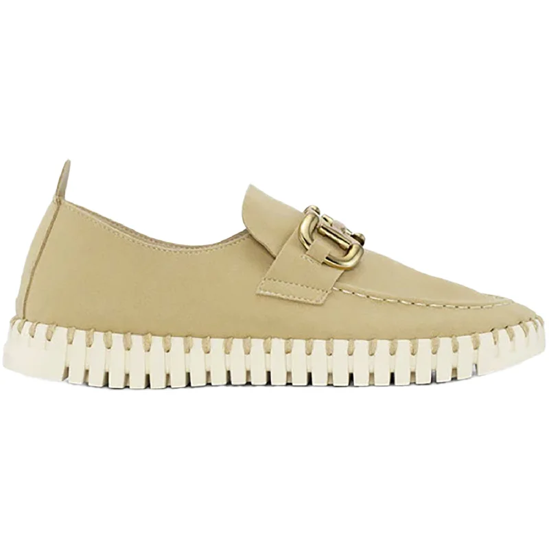 Women's Ilse Jacobsen Tulip 3874 Latte Microfiber Business Monk Strap Style  