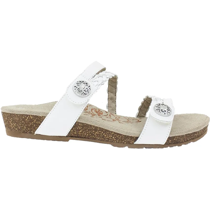 Women's Aetrex Janey White Leather Single - Buckle Monk Look  