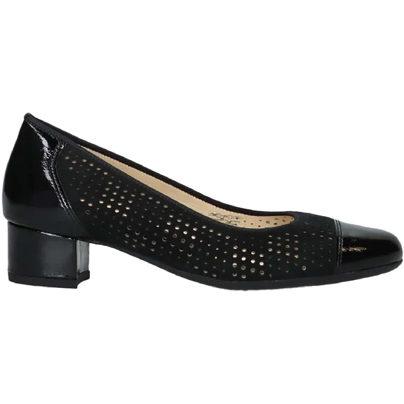 Women's Ara Nonie 3 Black Patent/Kid Suede Two - Tone Shoe Design  