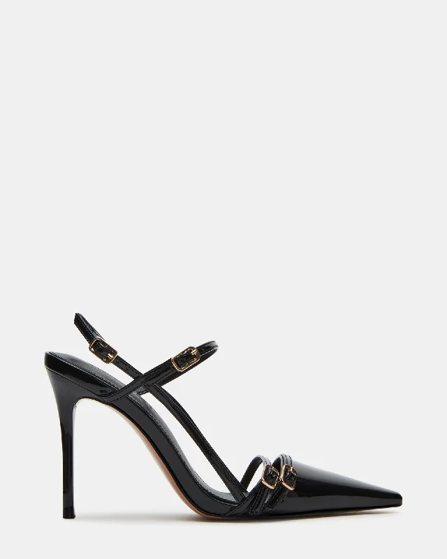 DEAGAN BLACK PATENT Rubber - Sole Plimsoll Look  