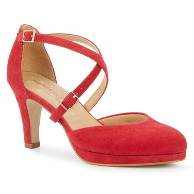 Pammy Platform Heel: Red Suede I Walking Cradle Quick - Dry Hiking Shoe Style   