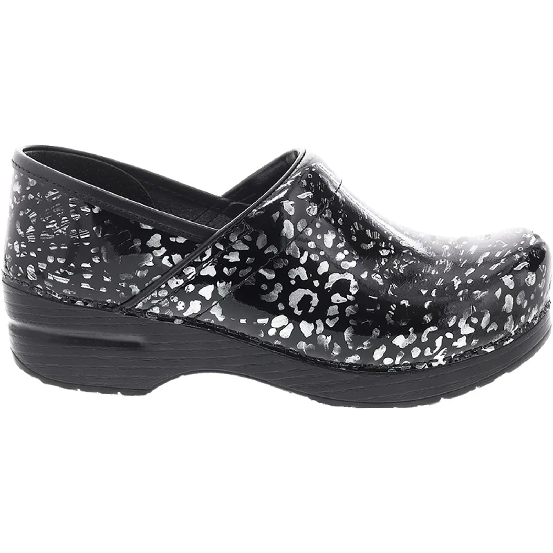 Women's Dansko Professional Clog Pewter Leopard Patent Leather Beaded Moccasin Design 