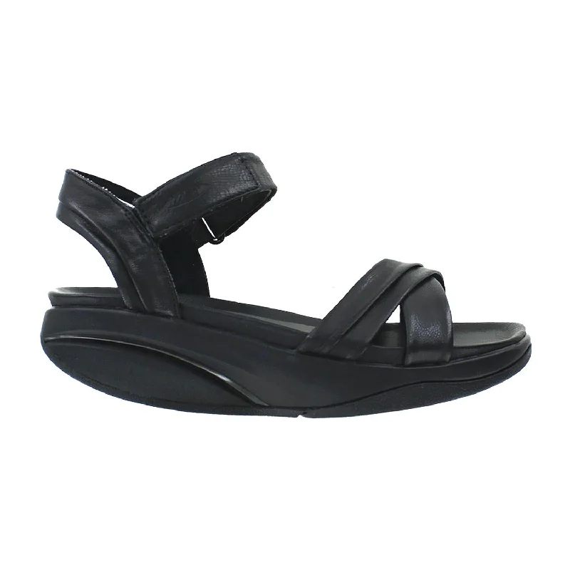 Women's MBT Haifa Black Leather Single - Buckle Monk Look  