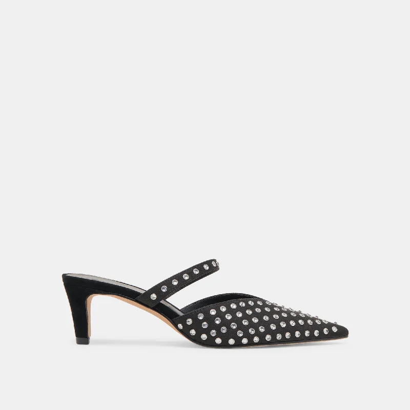KANIKA MID CRYSTAL STUD HEELS BLACK CRYSTAL Camouflage Print Boot Style  