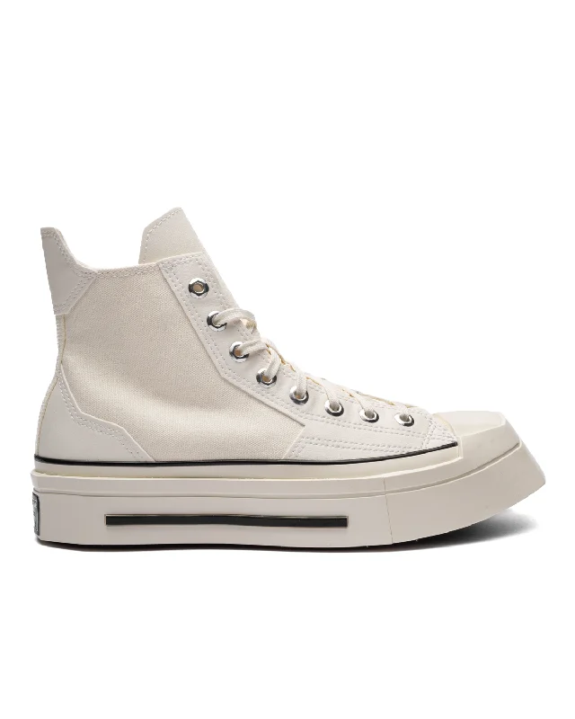 Chuck 70 De Luxe Squared Egret/Black/Egret Lightweight Tennis Sneaker Look  