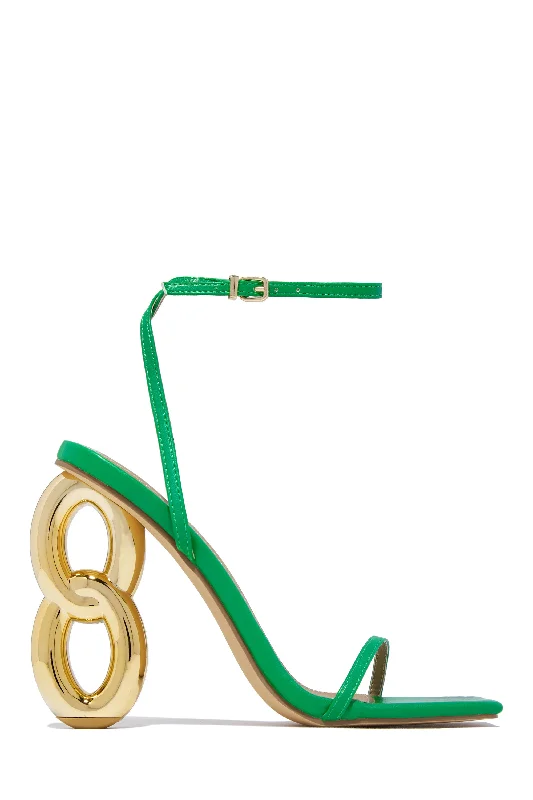 Work Of Art Single Sole High Heels - Green Retro Basketball Sneaker Design  